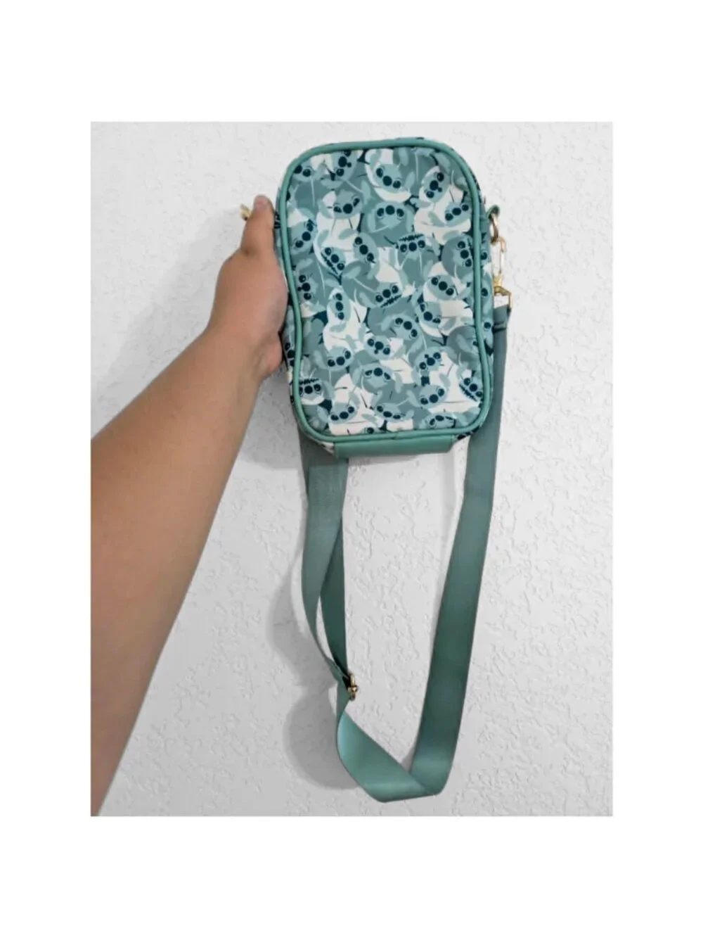 Disney Stitch Crossbody Messenger Bag Blue Print Adjustable Strap